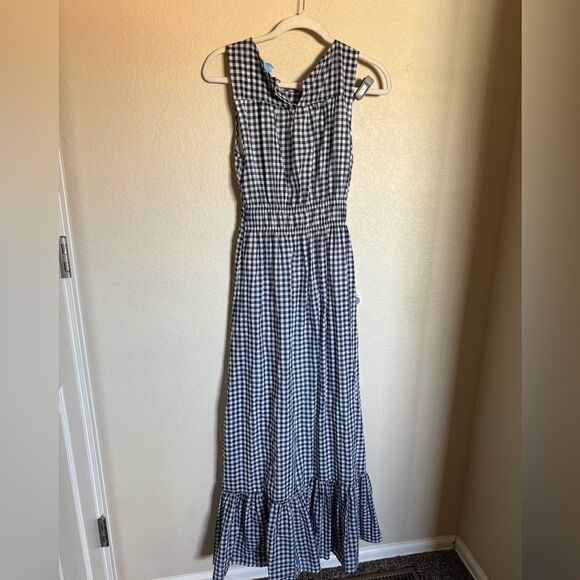 Draper James RSVP Blue Check Gingham Maxi Dress Sz Small Sleeveless Lined - Picture 6 of 8